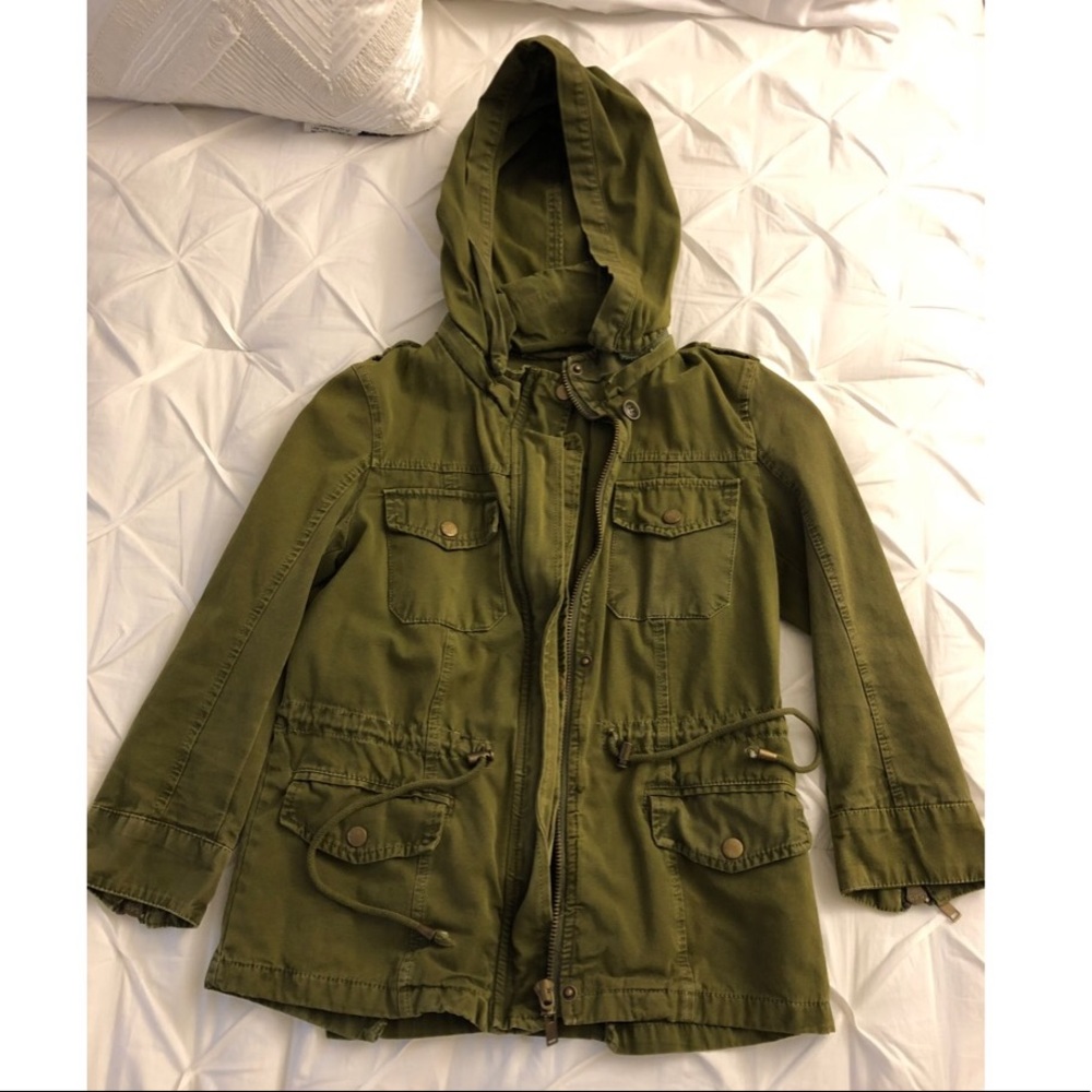 Green parka jacket